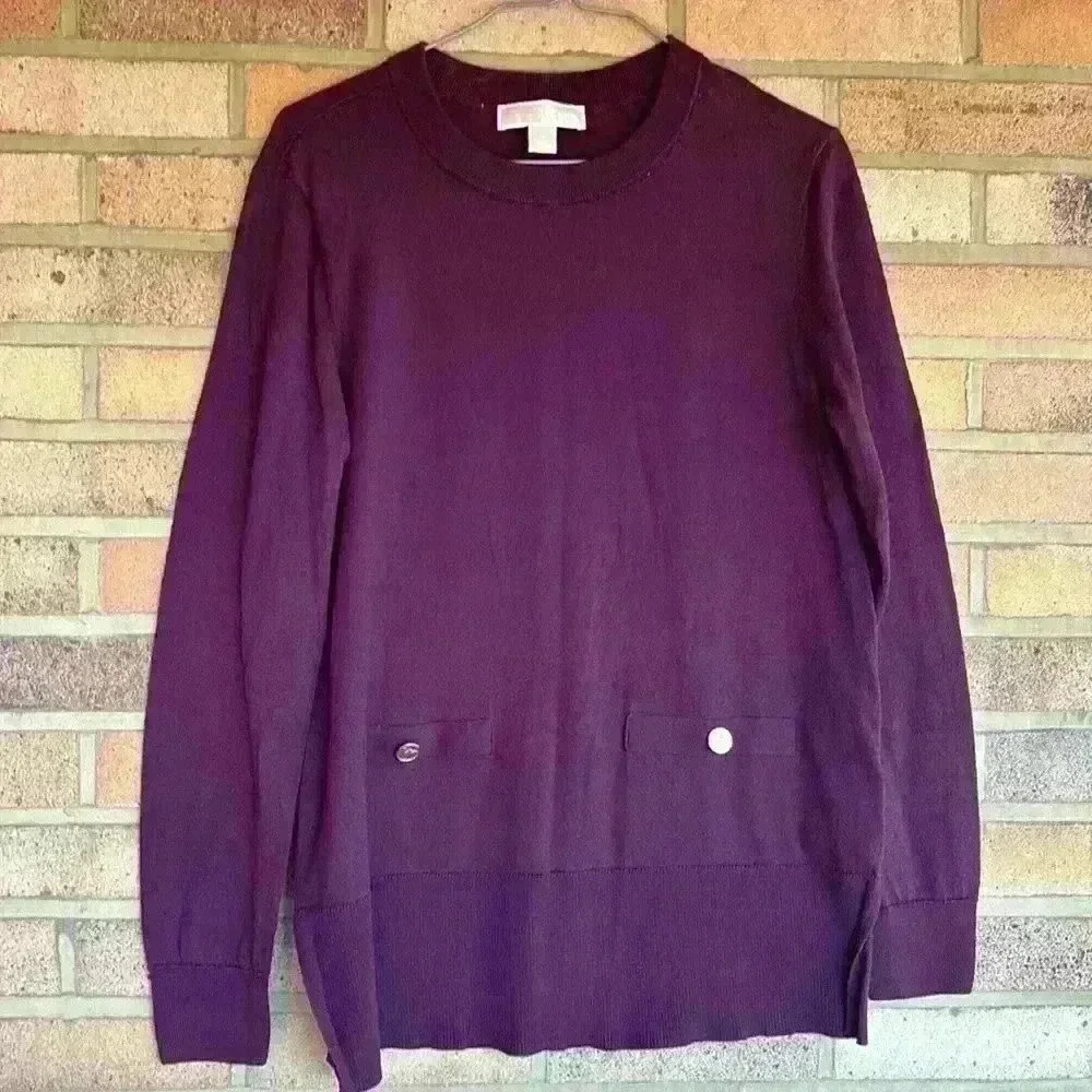 Michael Kors Long Sleeve Crewneck burgundy tunic pullover sweater M